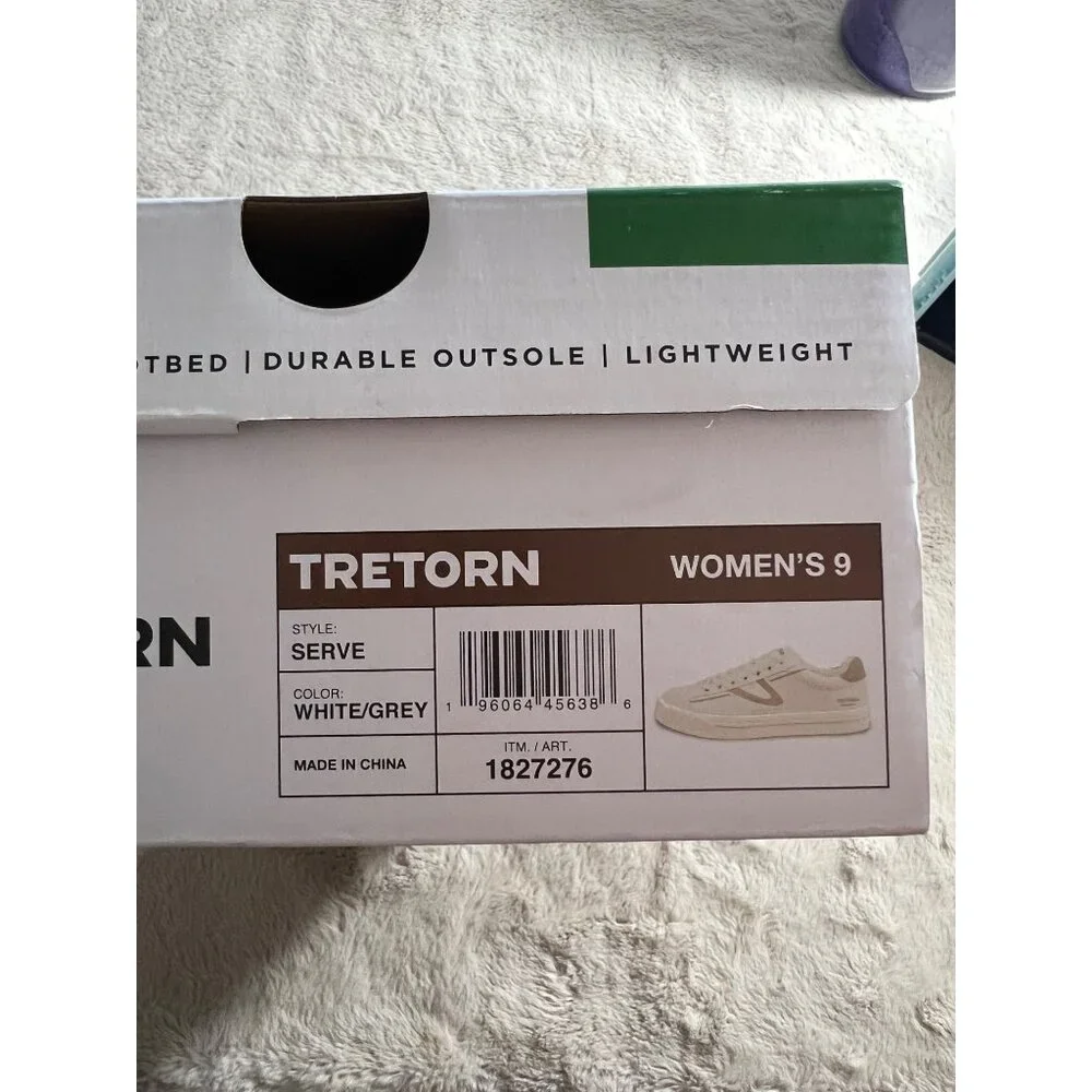 Tretorn Womens Serve Sneakers White/Grey Size 9 Memory Foam Footbed Durable Ligh
